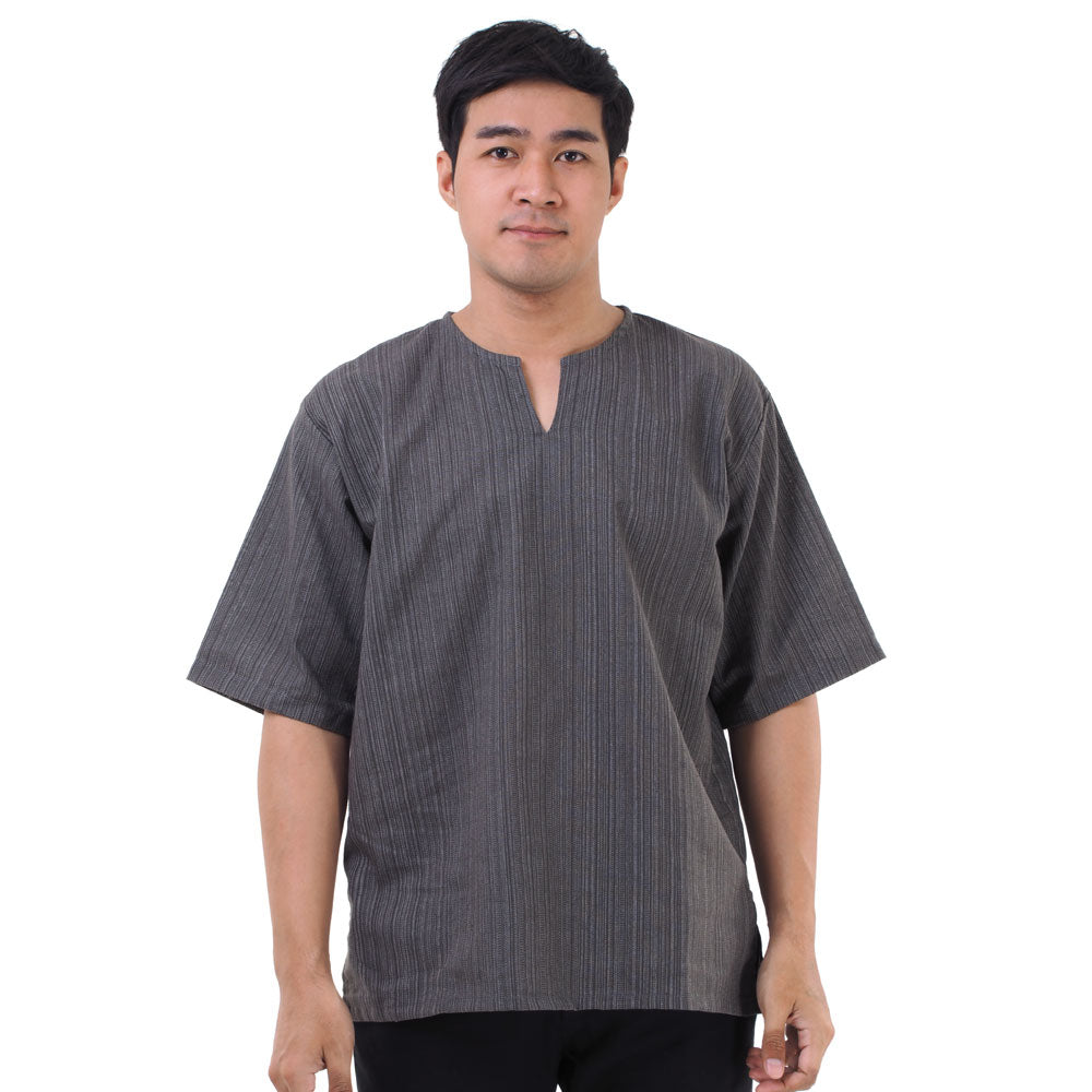Thai Fisherman Herren Shirt mit Nadelstreifen in Grau