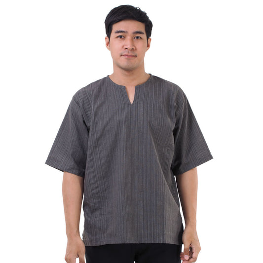 Thai Fisherman Herren Shirt mit Nadelstreifen in Grau