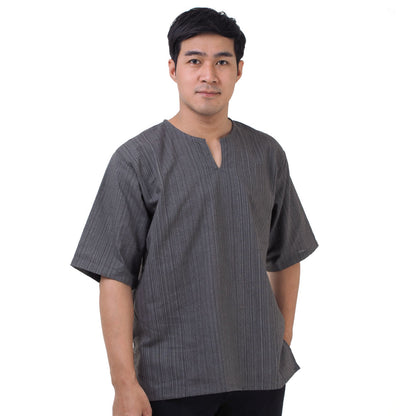 Thai Fisherman Herren Shirt mit Nadelstreifen in Grau