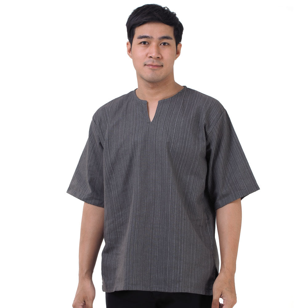 Thai Fisherman Herren Shirt mit Nadelstreifen in Grau