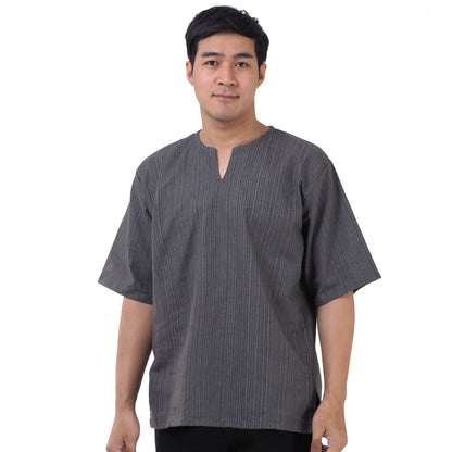 Thai Fisherman Herren Shirt mit Nadelstreifen in Grau