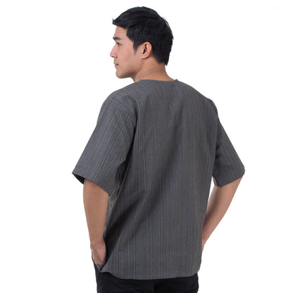 Thai Fisherman Herren Shirt mit Nadelstreifen in Grau