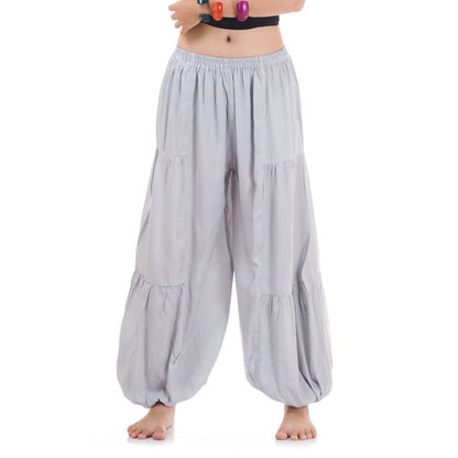 Close-up of a gray women Thai harem yoga pants