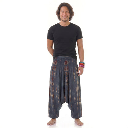 Misty Gray Herren Batik Drop Crotch Haremshose