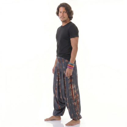 Misty Gray Herren Batik Drop Crotch Haremshose