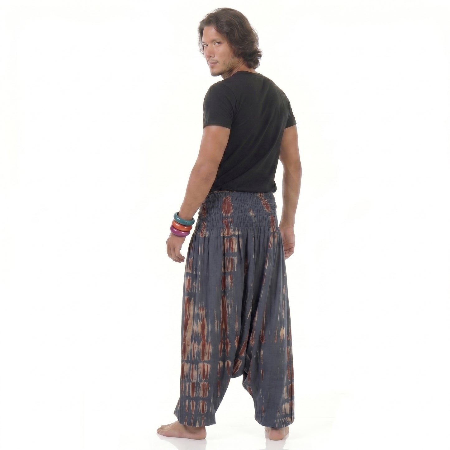 Misty Gray Herren Batik Drop Crotch Haremshose