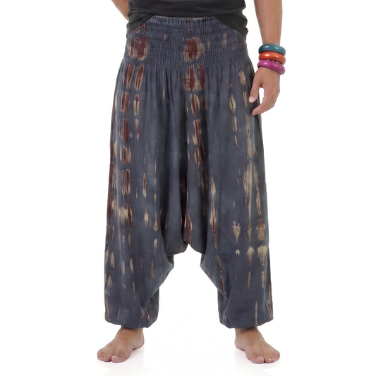 Misty Gray Herren Batik Drop Crotch Haremshose