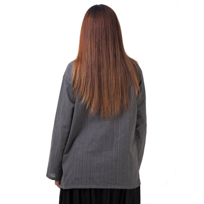 Thai Fisherman Damen Hemd Grau mit Nadelstreifen