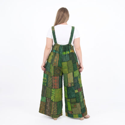 Forest Green Plus Size Patchwork Jumpsuit Overall