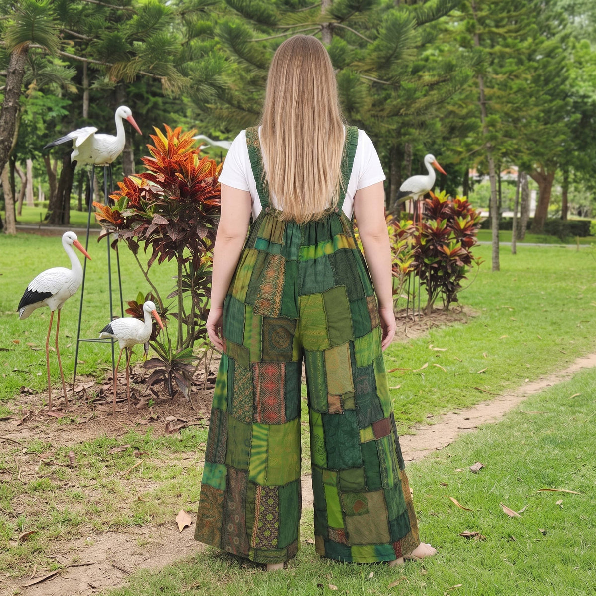 Forest Green Plus Size Patchwork Jumpsuit Overall