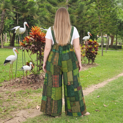 Forest Green Plus Size Patchwork Jumpsuit Overall