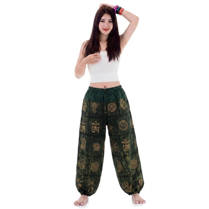 Stonewashed Zen Lotus Damen Haremhose Grün