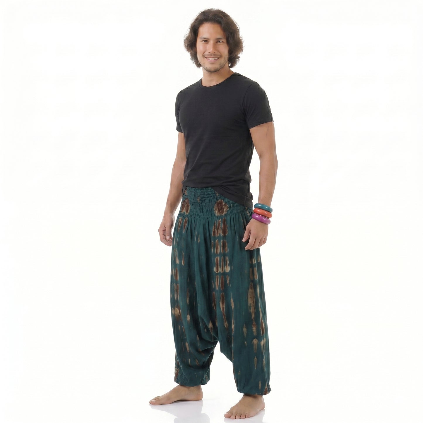 Herren Batik Drop Crotch Haremshose Tropical Adventure