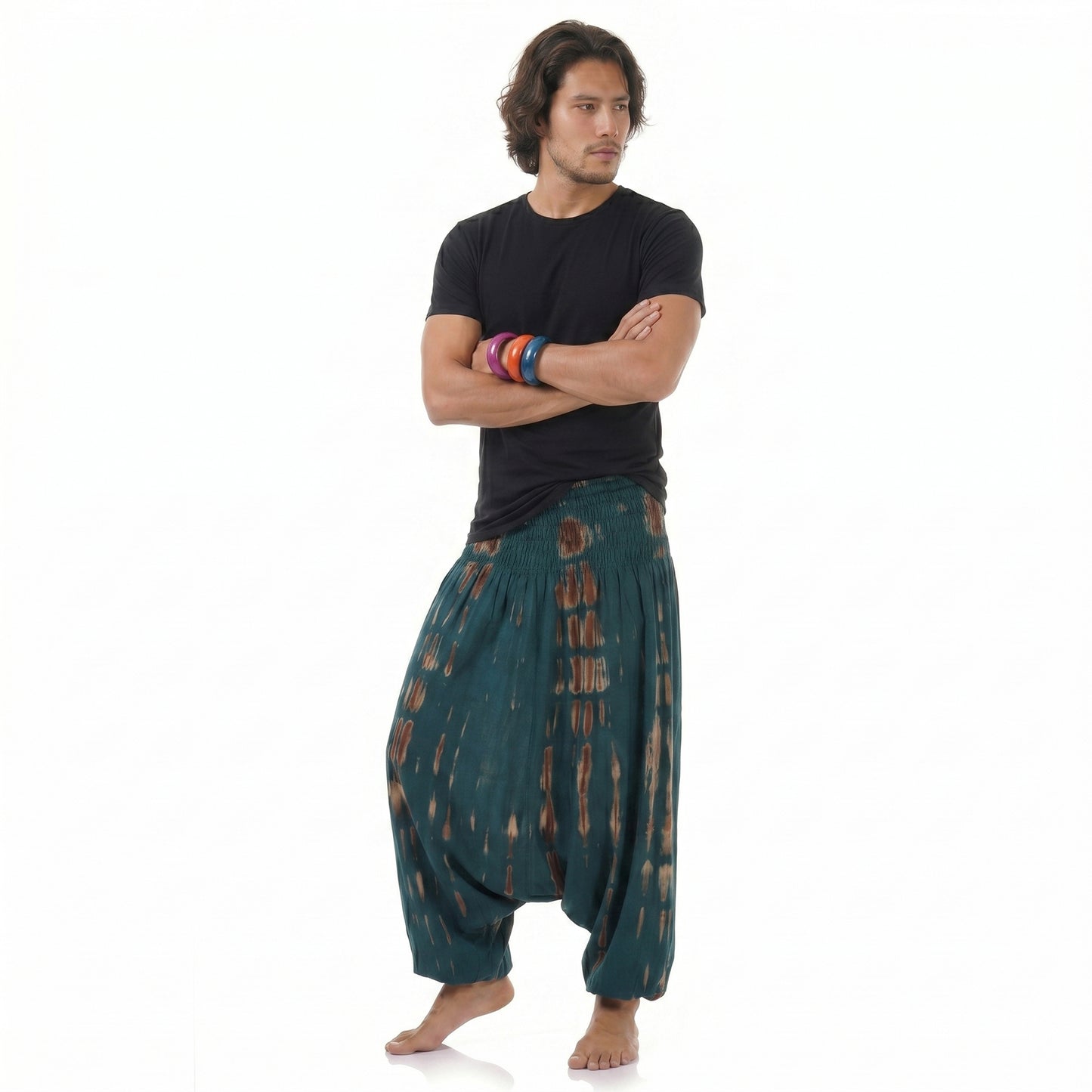 Herren Batik Drop Crotch Haremshose Tropical Adventure