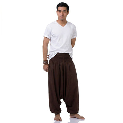 Mahogany Brown Men's Drop Crotch Harem Pants