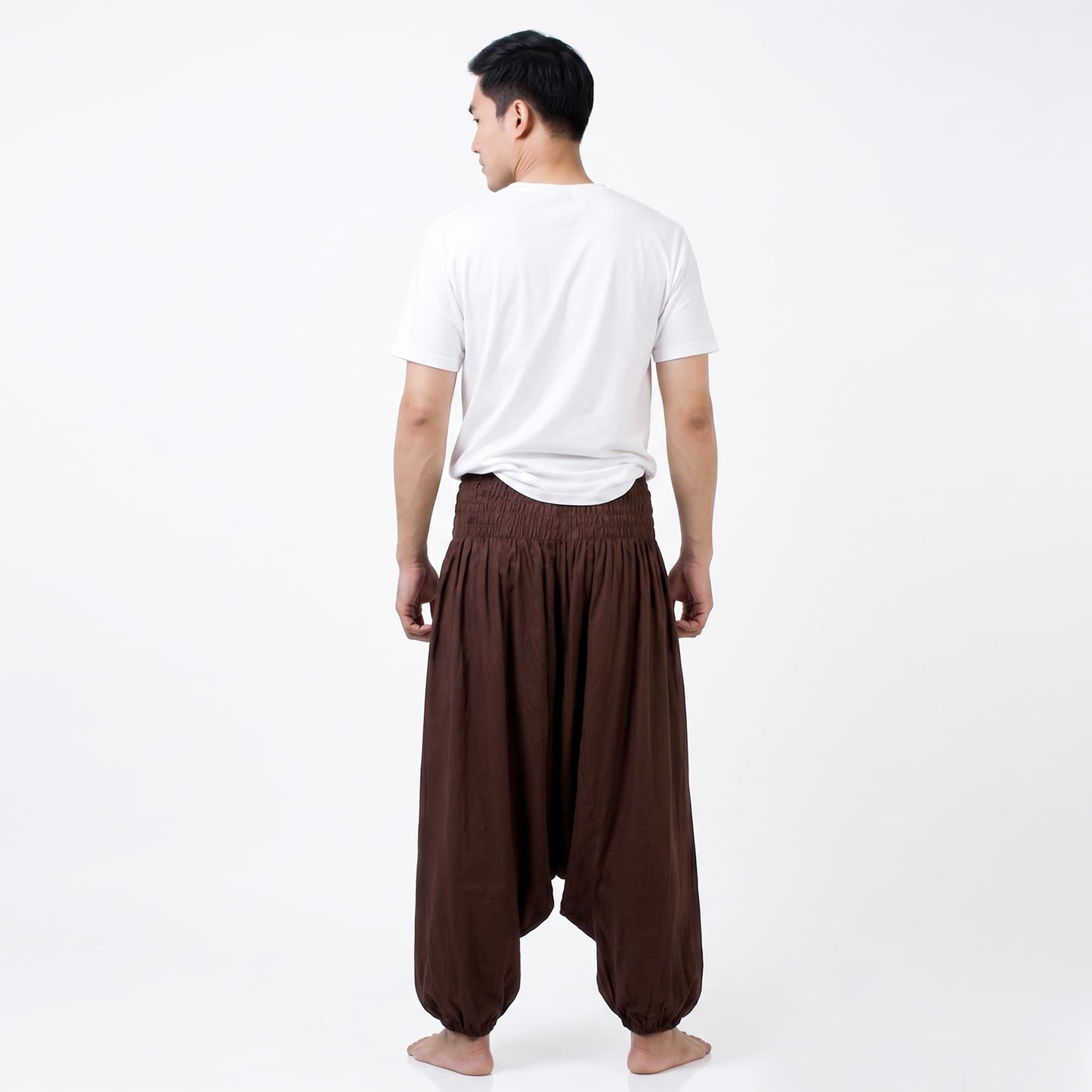 Mahogany Brown Men's Drop Crotch Harem Pants