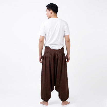 Mahogany Brown Men's Drop Crotch Harem Pants