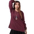 Women’s Long-Sleeve Pinstripe Thai Fisherman Shirt Maroon