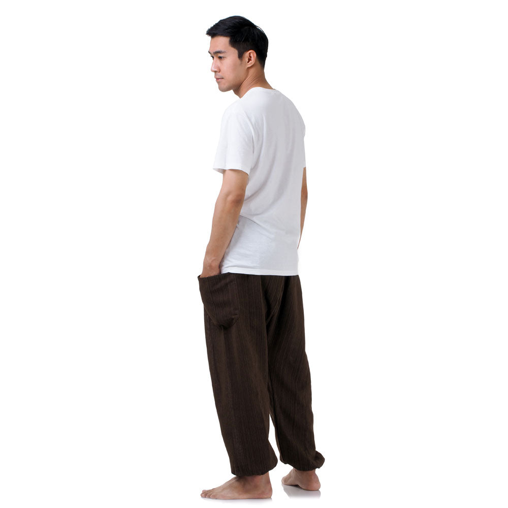 Back view of the Mahogany Brown harem pants, designed for long-lasting comfort and style.