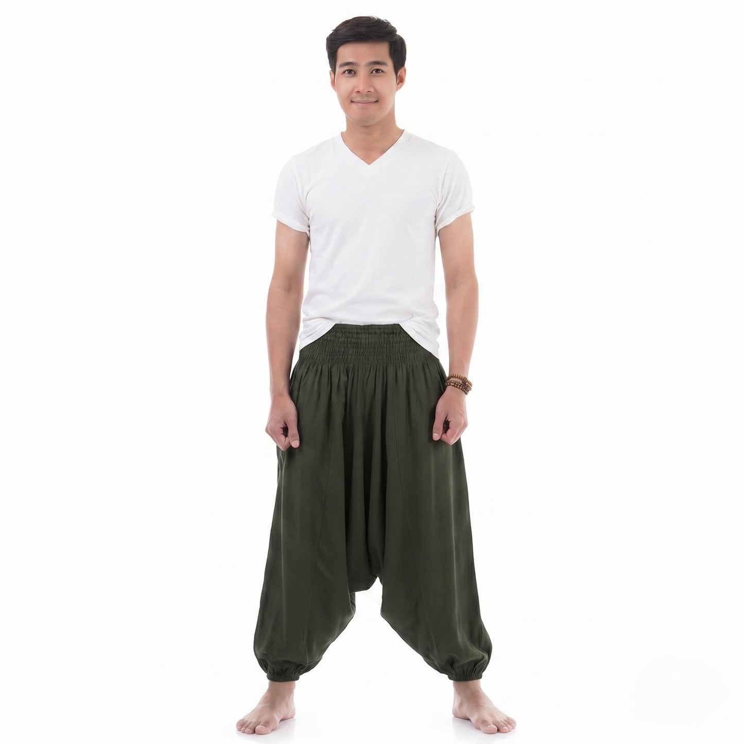 Men's Drop Crotch Harem Pants Jungle Green