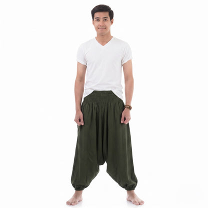 Men's Drop Crotch Harem Pants Jungle Green