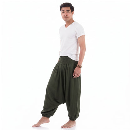 Men's Drop Crotch Harem Pants Jungle Green