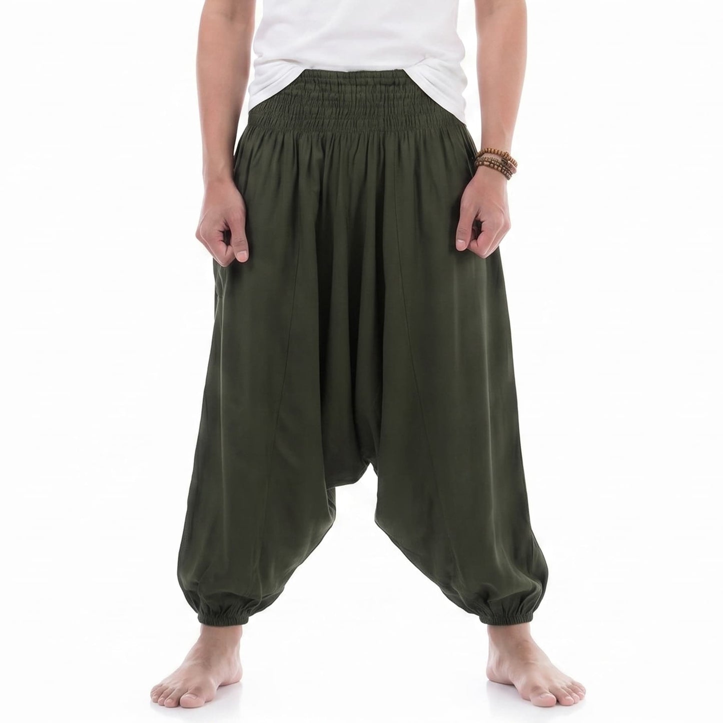 Men's Drop Crotch Harem Pants Jungle Green