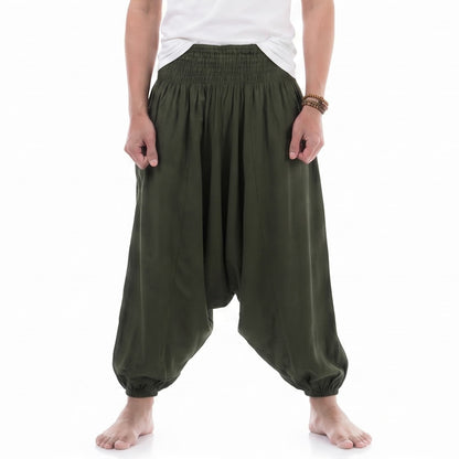 Men's Drop Crotch Harem Pants Jungle Green