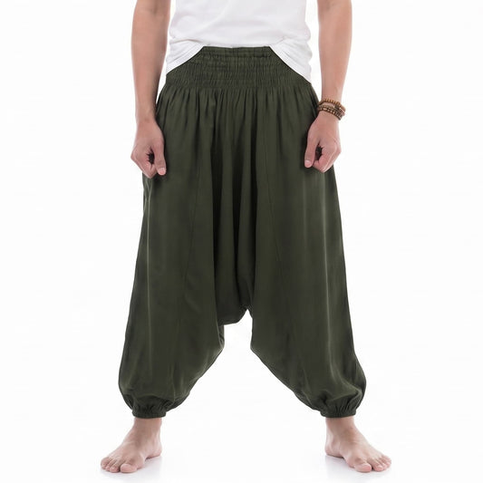 Men's Drop Crotch Harem Pants Jungle Green