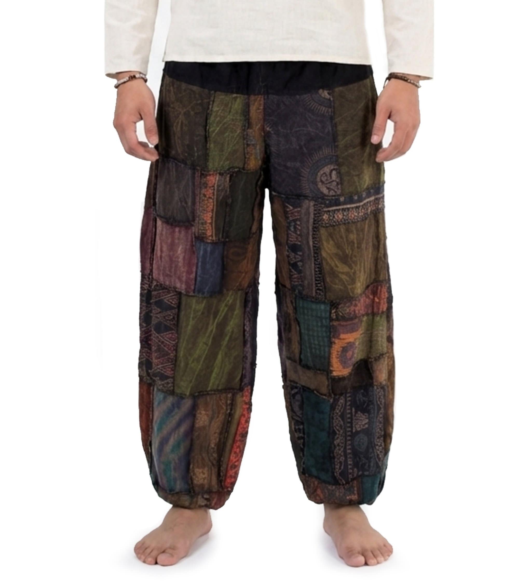 Om Harmony Men Earthy Patchwork Harem Pants – My Thai Pants