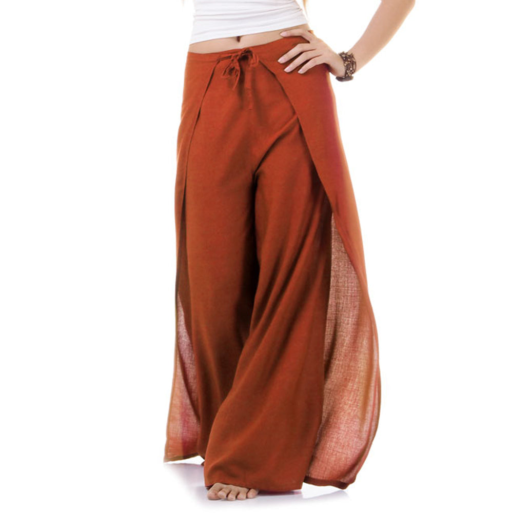Close-up of orange Thai wrap pants skirt