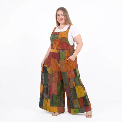 Sunrise Orange Patchwork Jumpsuit Overall Plus Size