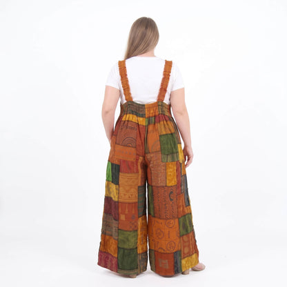 Sunrise Orange Patchwork Jumpsuit Overall Plus Size