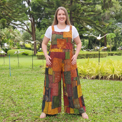 Sunrise Orange Patchwork Jumpsuit Overall Plus Size