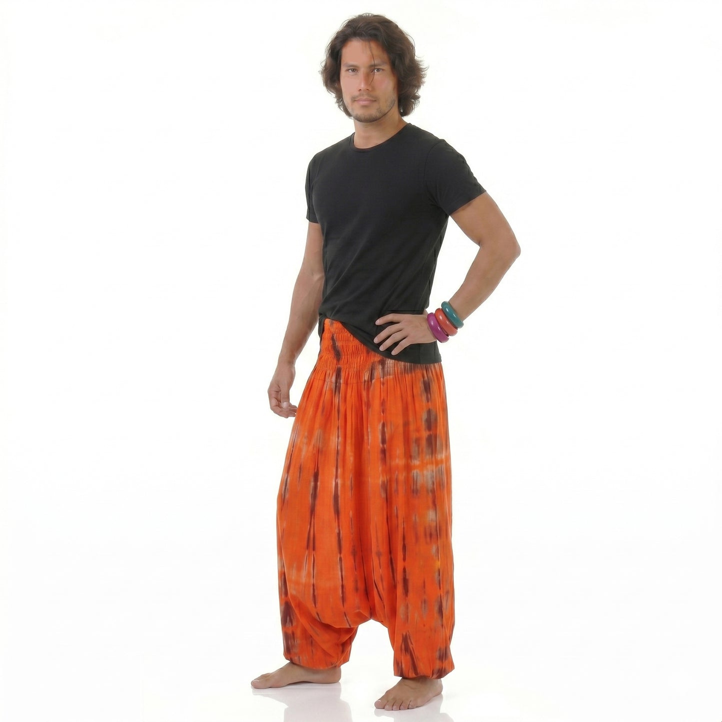 Herren Batik Drop Crotch Haremshose Sunset Bliss