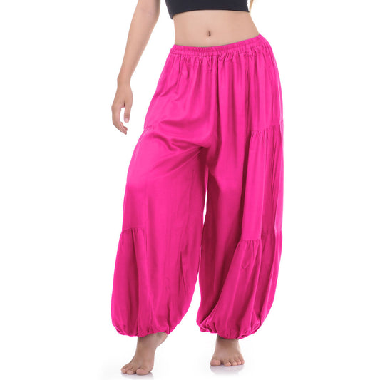 Close-up of a pink women Thai harem yoga pants