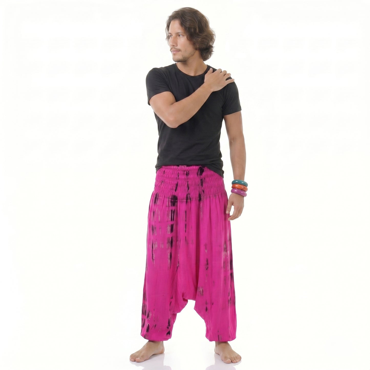 Herren Lotus Bloom Batik Drop Crotch Haremshose