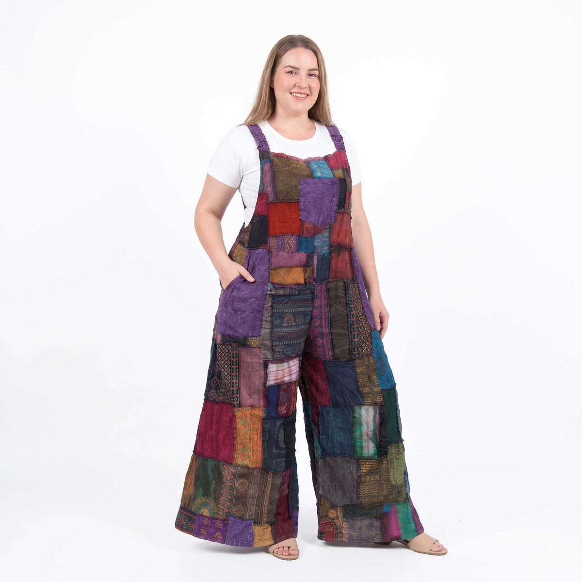 Hippie Patchwork Jumpsuit Overall Mystic Purple