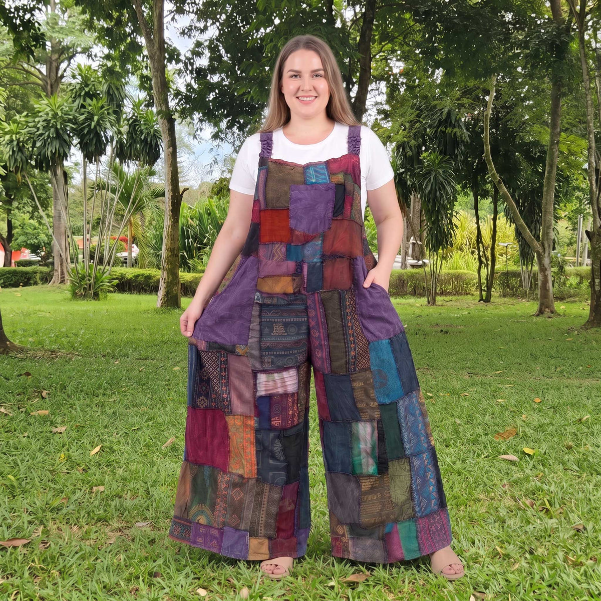 Hippie Patchwork Jumpsuit Overall Mystic Purple