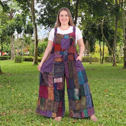 Hippie Patchwork Jumpsuit Overall Mystic Purple
