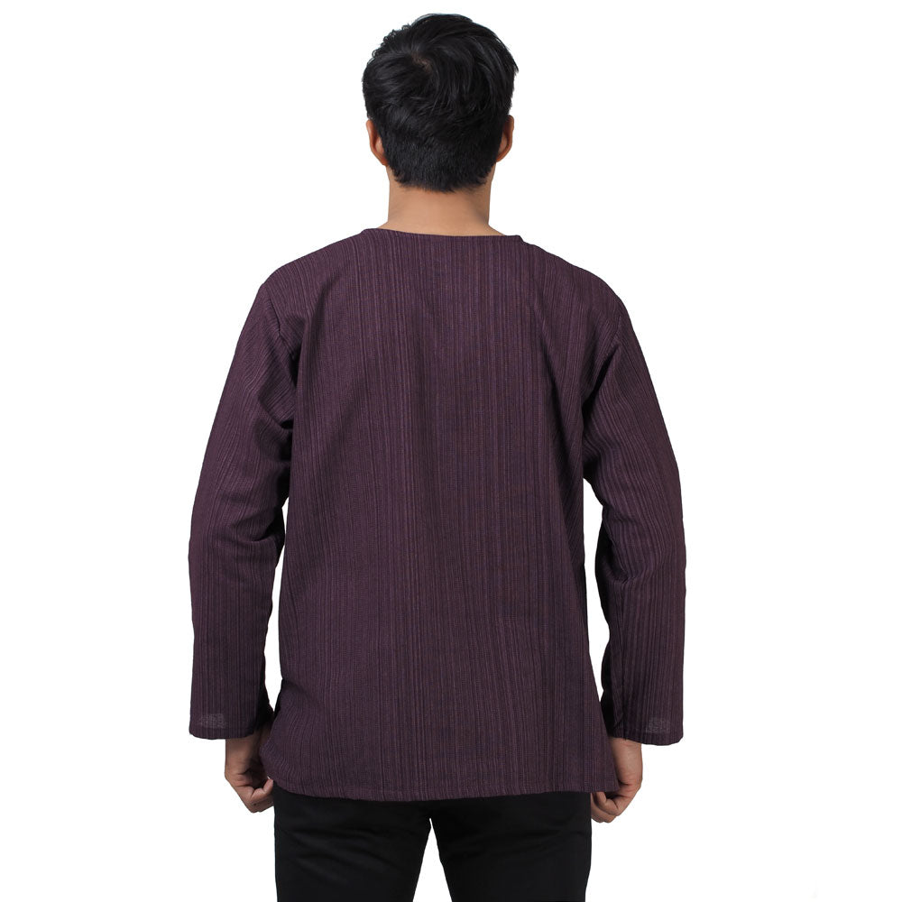 Herren Thai Fisherman Hemd Lila mit Nadelstreifen