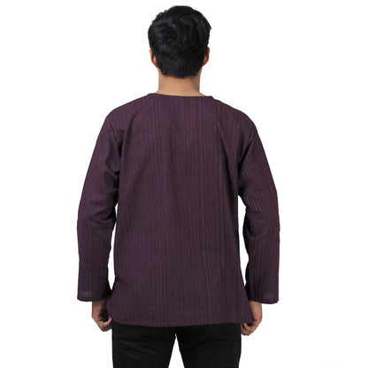 Herren Thai Fisherman Hemd Lila mit Nadelstreifen