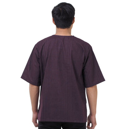 Thai Fisherman Herren Shirt mit Nadelstreifen in Lila