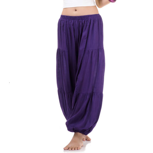 Close-up of a purple women Thai harem yoga pants