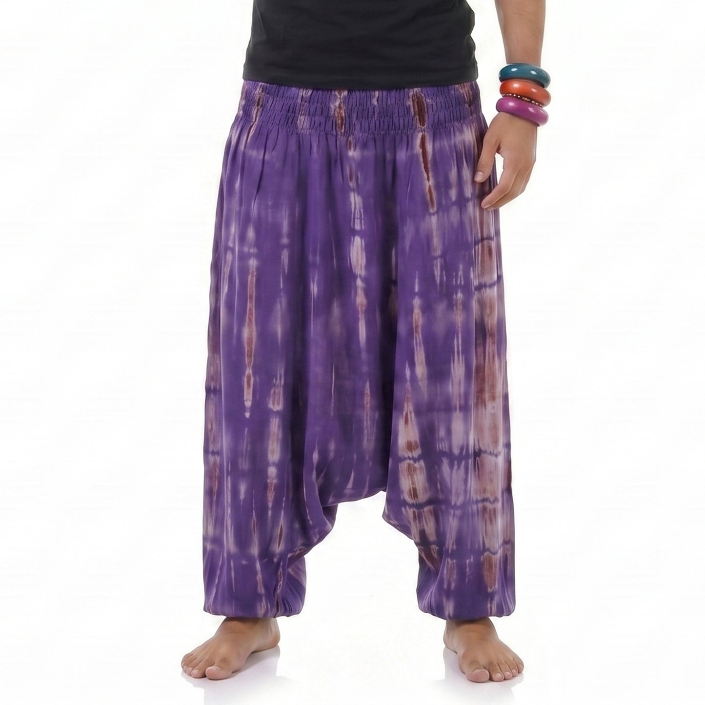 Batik Drop Crotch Herren Haremshose Purple Serenity