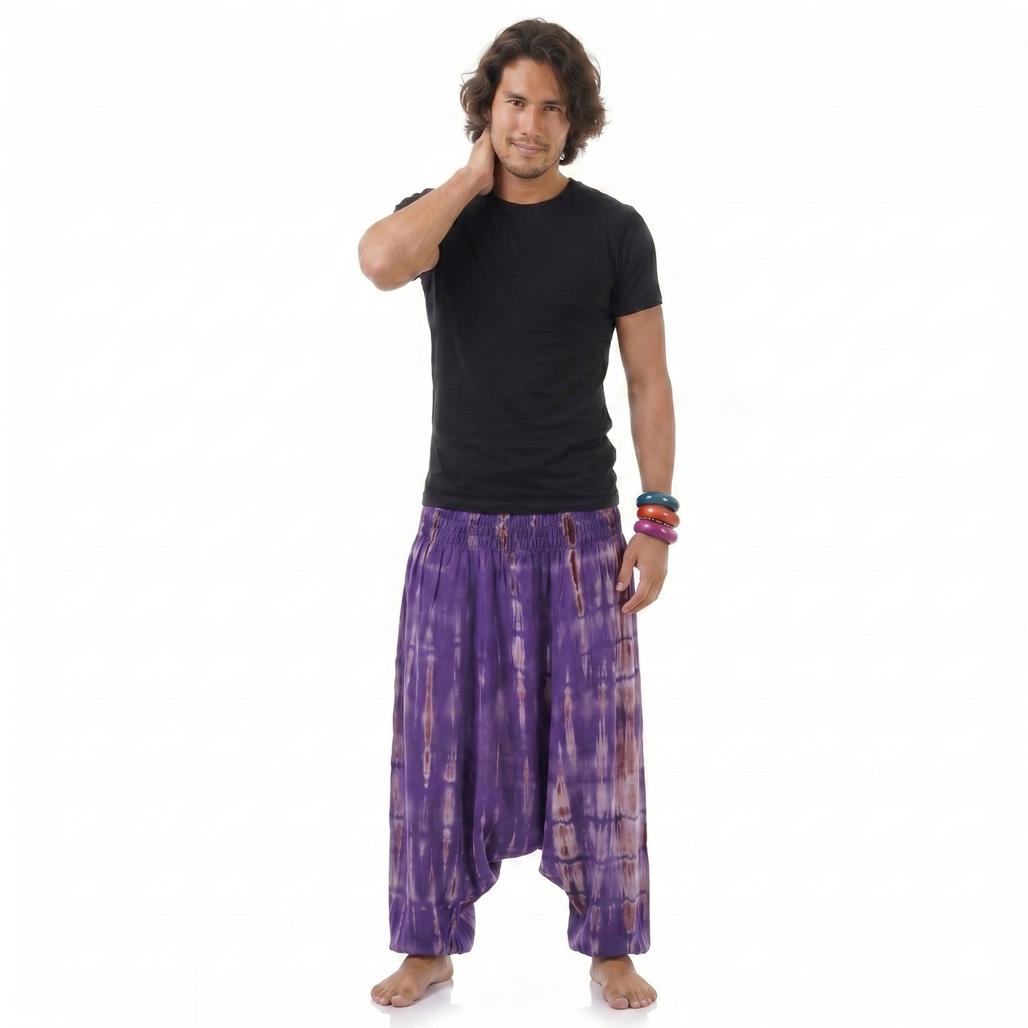 Batik Drop Crotch Herren Haremshose Purple Serenity