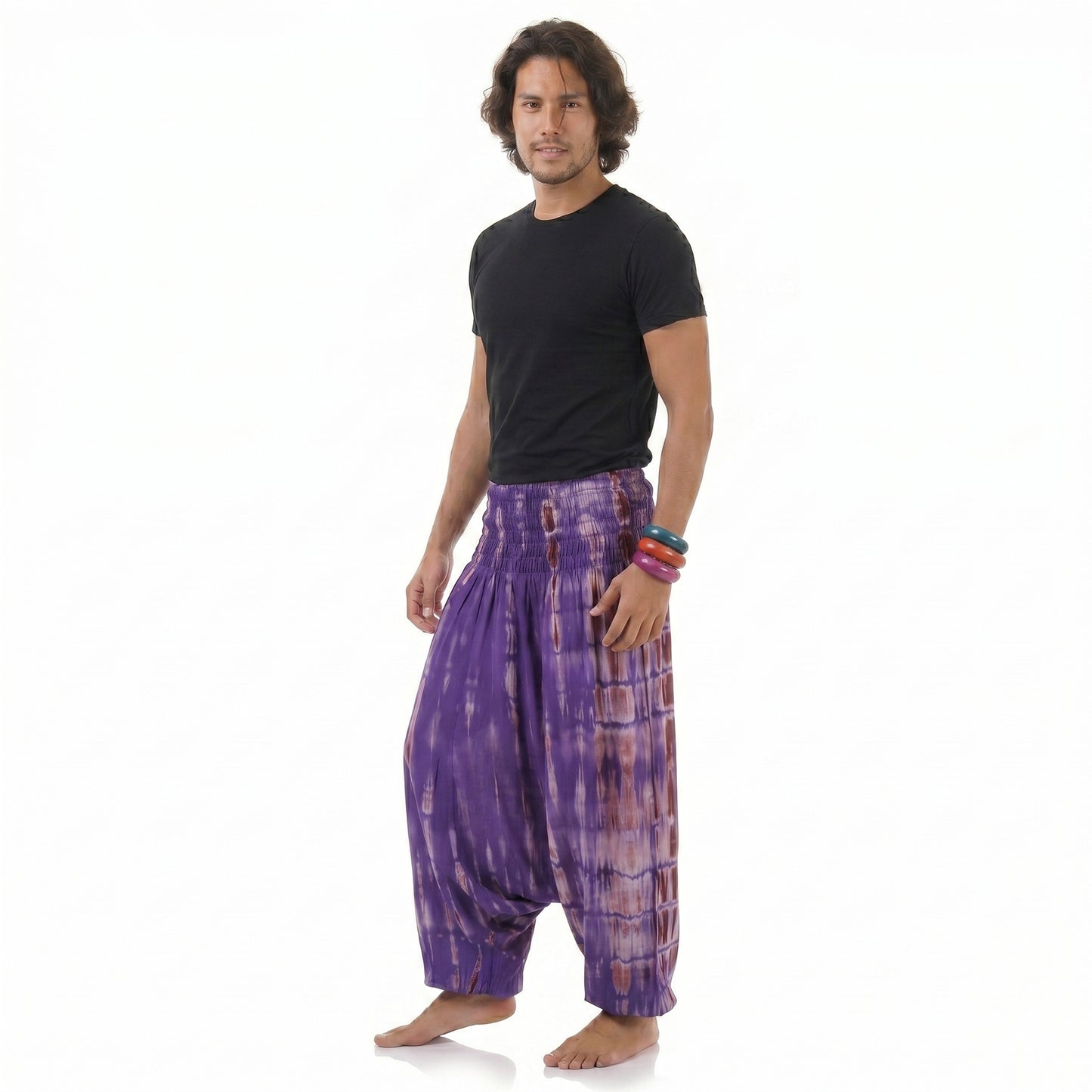 Batik Drop Crotch Herren Haremshose Purple Serenity