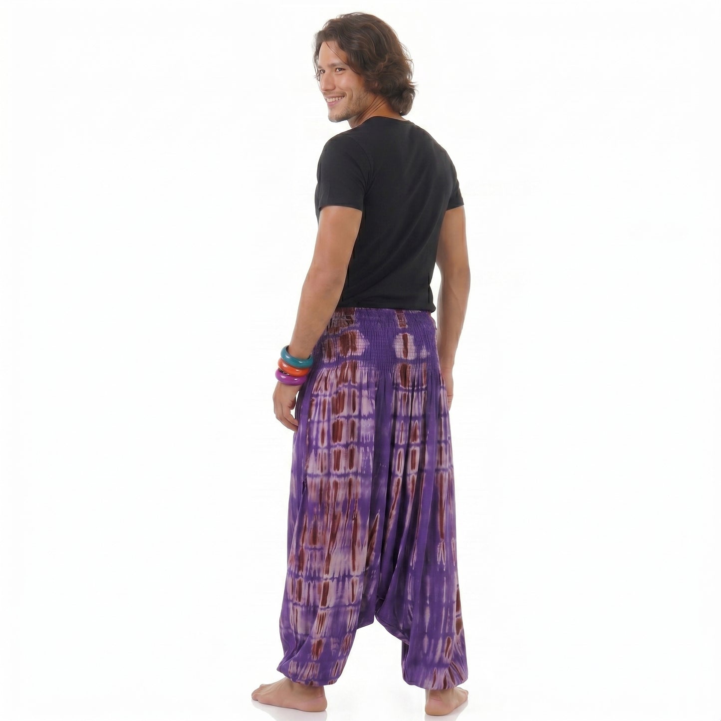 Batik Drop Crotch Herren Haremshose Purple Serenity
