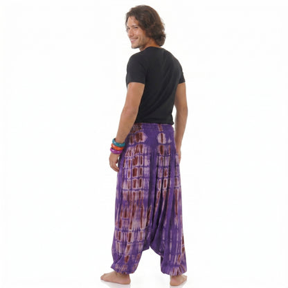 Batik Drop Crotch Herren Haremshose Purple Serenity