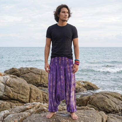 Batik Drop Crotch Herren Haremshose Purple Serenity